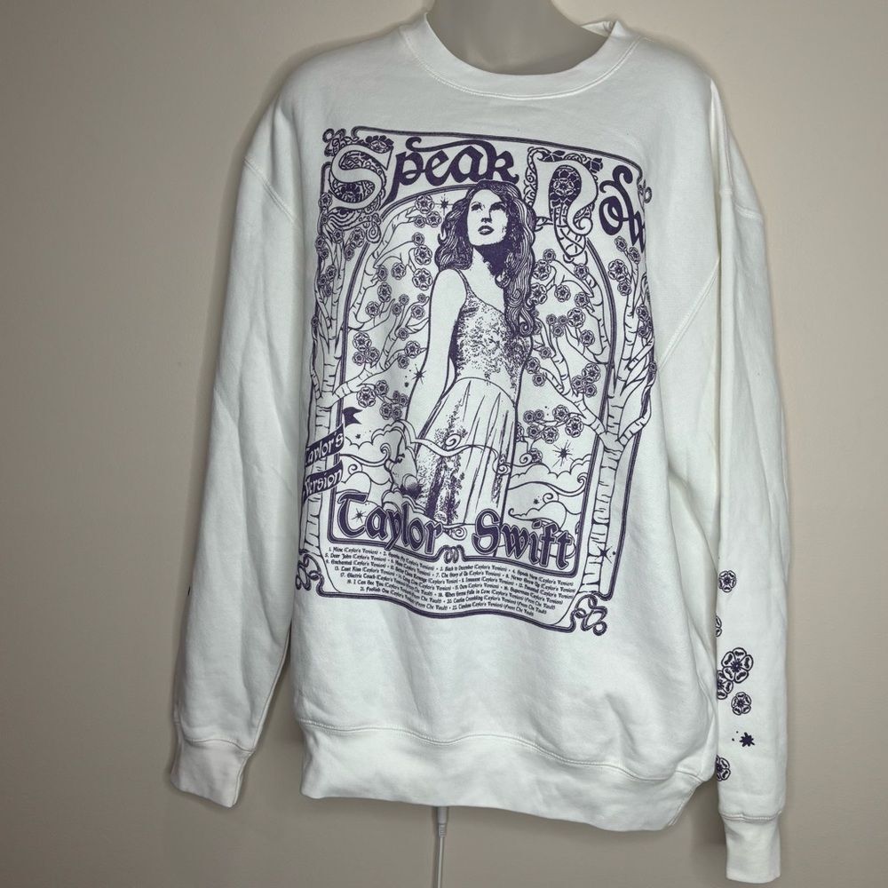 Taylor Swift Speak Now Taylors version crewneck Sweatshirt white purple Large